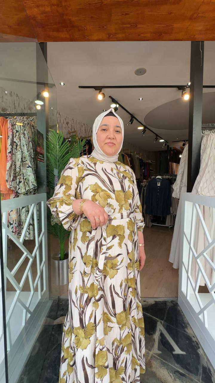 ARMİNE TRENT TESETTÜR EELBİSE -YAĞ YEŞİL