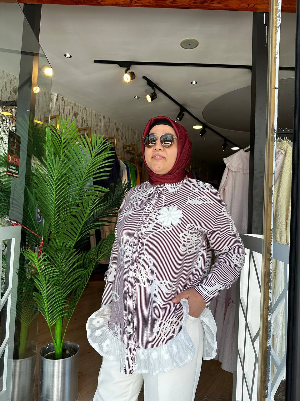 BRY ETEK UCU FIRFIRLI GÖMLEK - BORDO