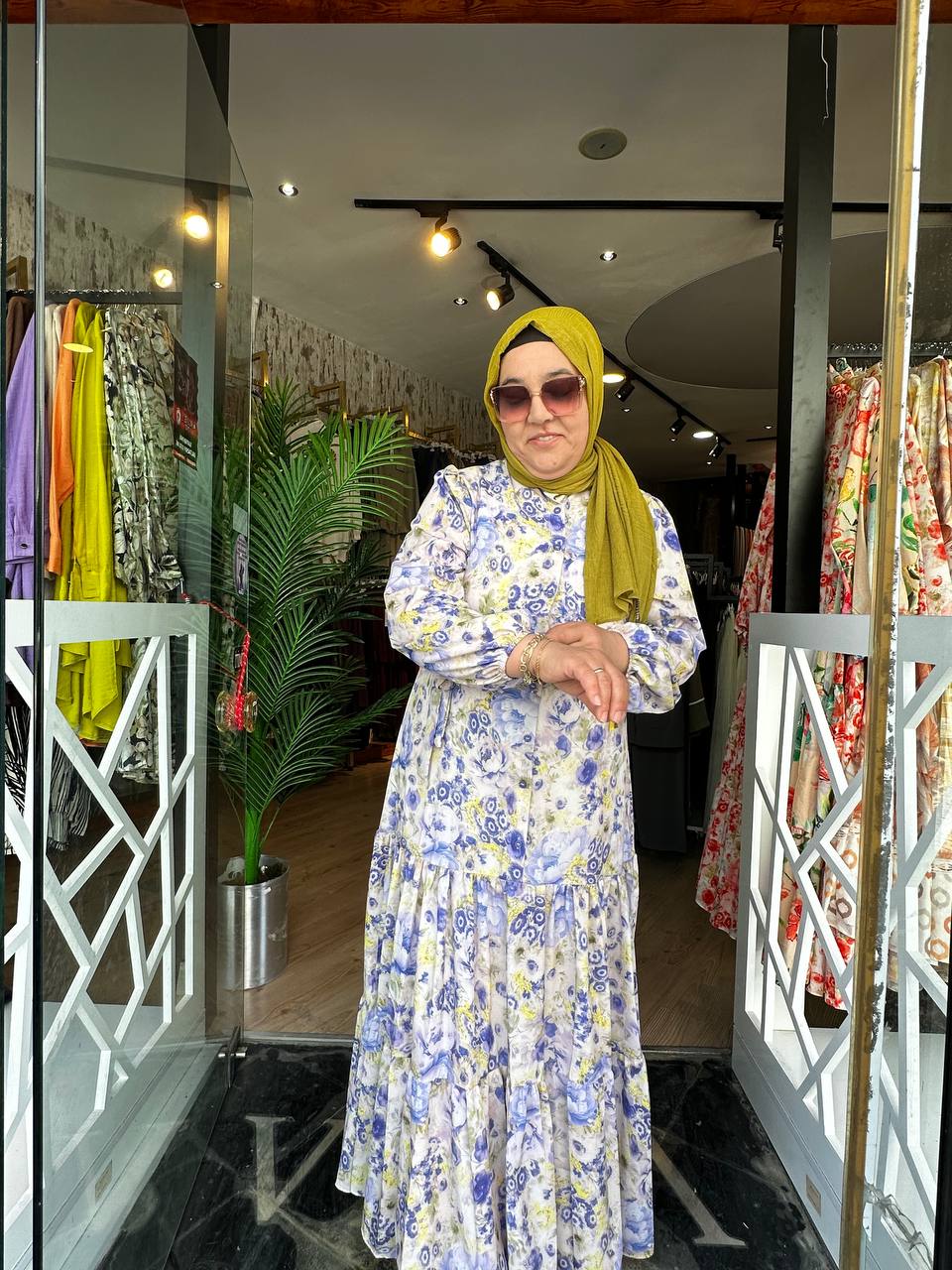 MİMOZA KUŞAKLI ELBİSE- LAVANTA LİMON