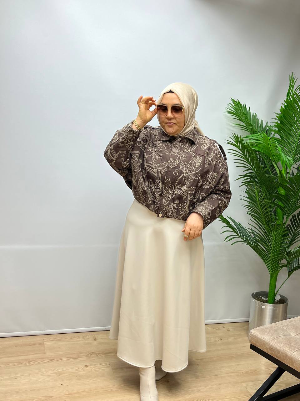 Etnik Desen Kapitone Ceket