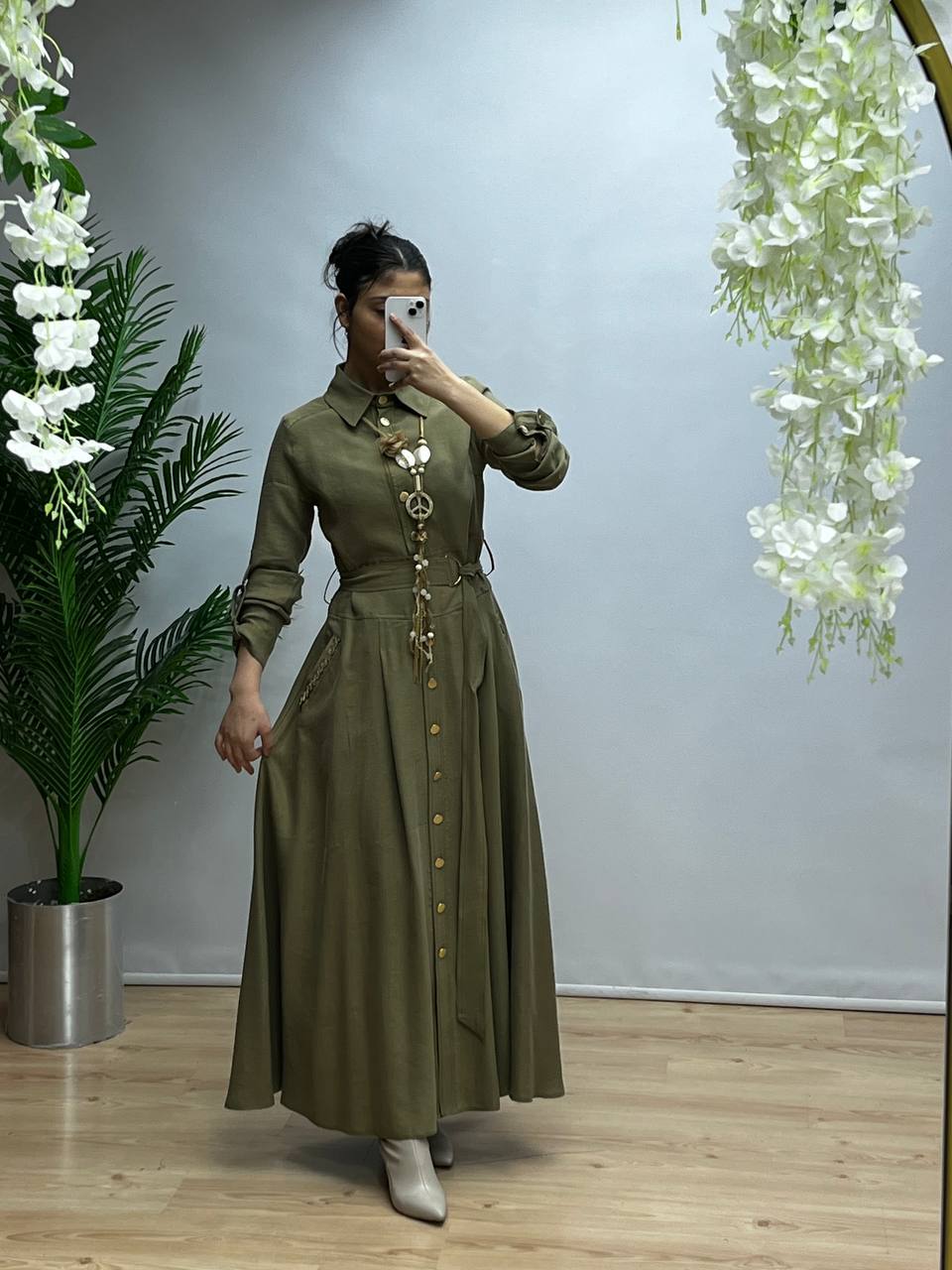 Tasarım Elbise- Haki