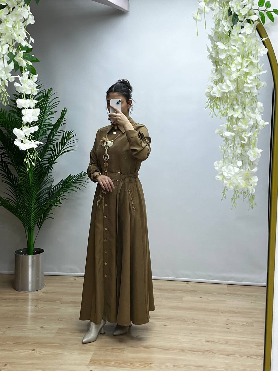 Tasarım Elbise - Taba