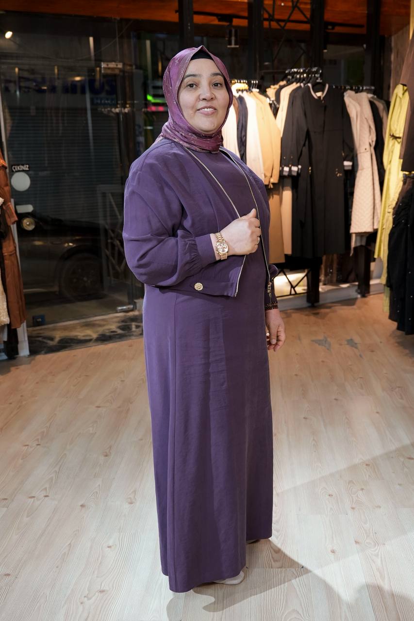 Ceketli Elbise - Mor