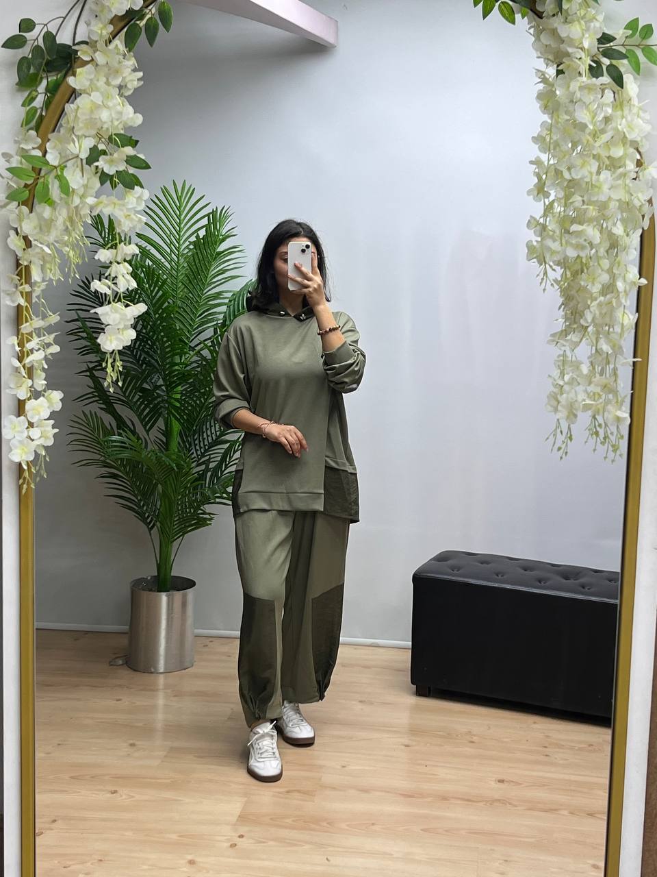 Polo Yaka Oversize Rahat İkili Takım- Haki