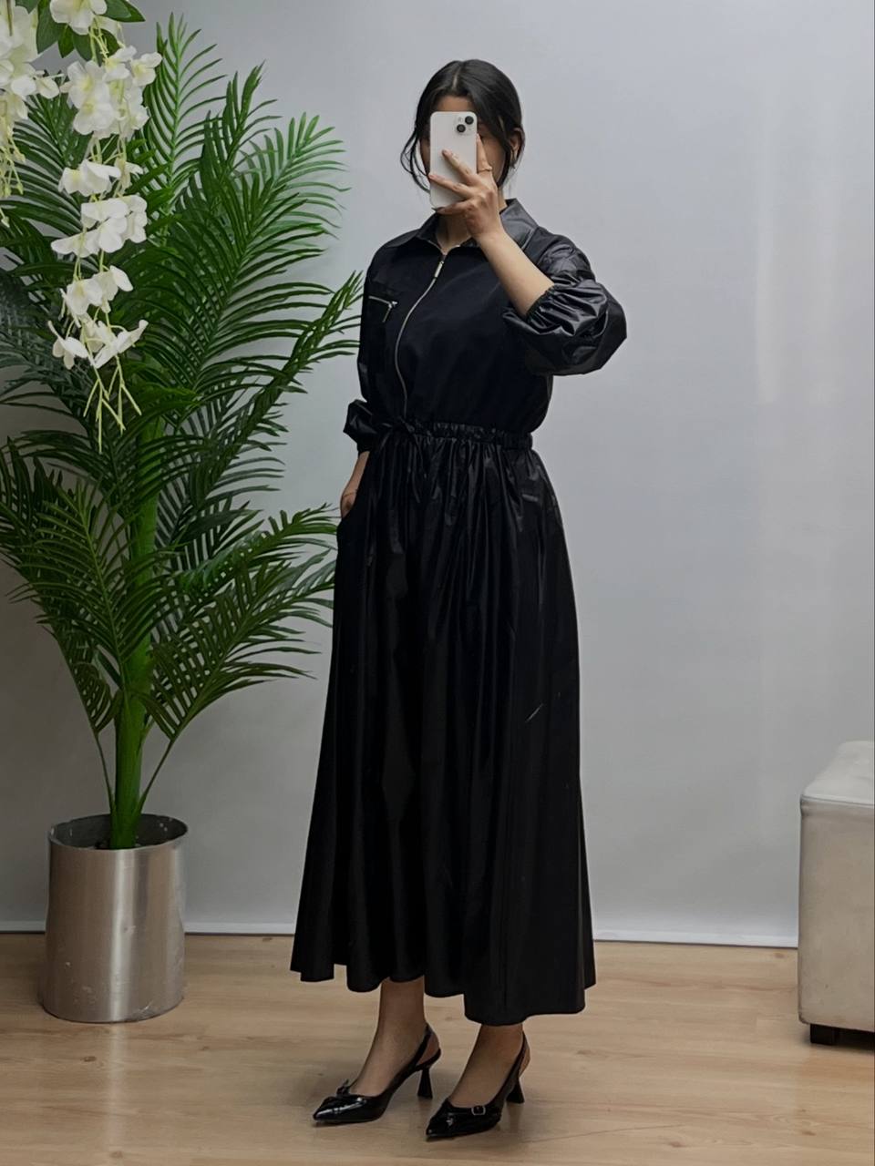 Vera Fermuarlı Elbise-Siyah