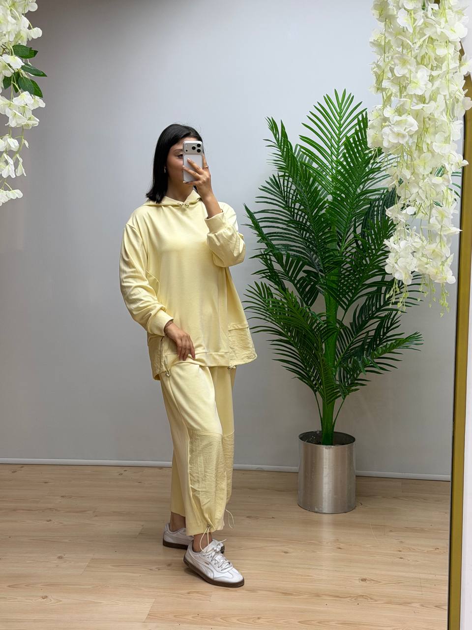 Polo Yaka Oversize Rahat İkili Takım- Sarı
