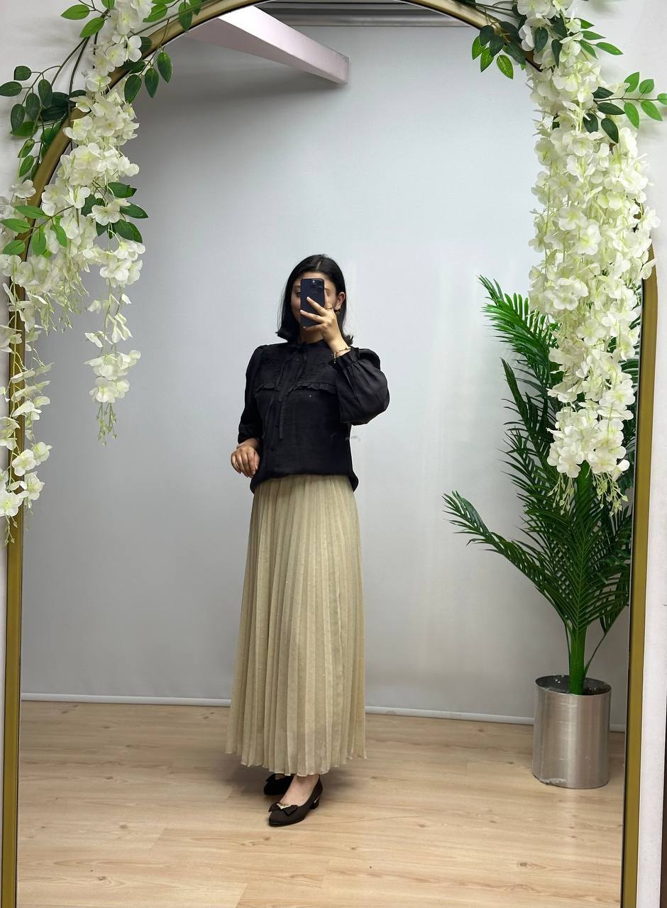 Piliseli Şifon Etek
